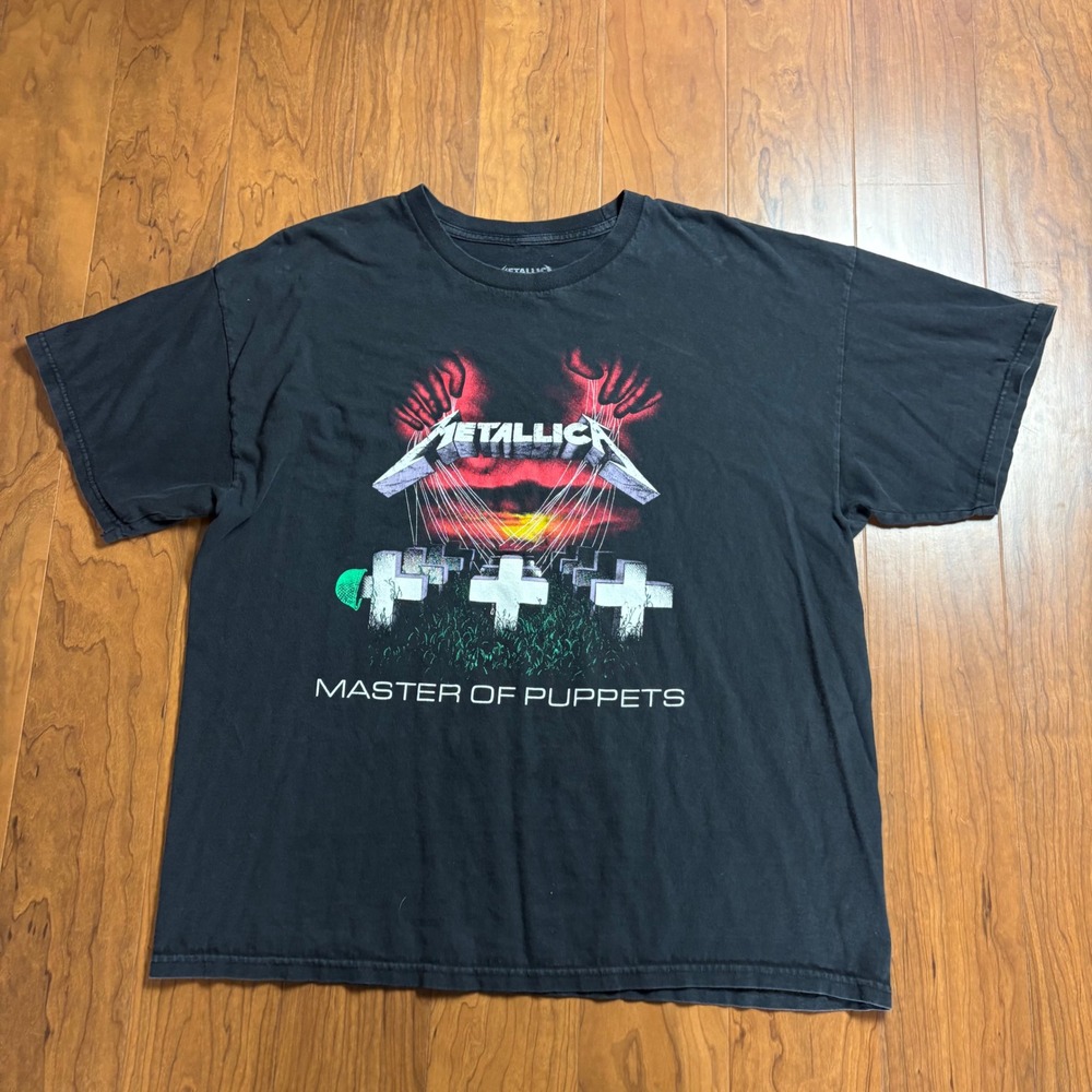 Metallica Master of Puppets Graphic T-Shirt Black XXL Tracklist Back Print 2017